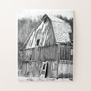 B&W Old Barn Country Oversifiziert Puzzle