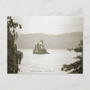 B&W Postcard of Hudson-Athens Lighthouse, NY Postkarte