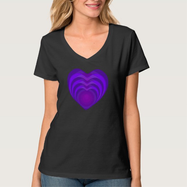 B&W Purple Hearts Beating T-Shirt (Vorderseite)
