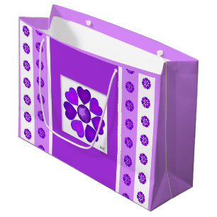 B&W Purple Hearts Schlagen Große Geschenktüte