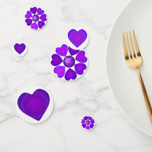 B&W Purple Hearts Schlagen Konfetti