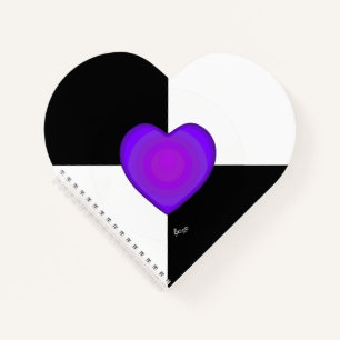 B&W Purple Hearts Schlagen Notizbuch