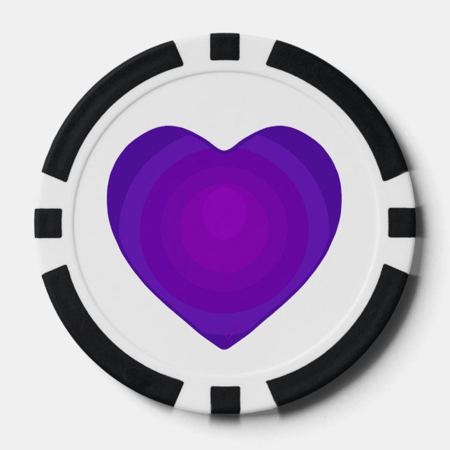B&W Purple Hearts Schlagen Pokerchips (Vorderseite)