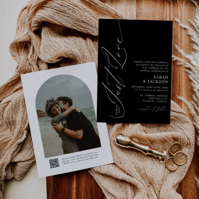 B & W QR Code Nichts Extravagant nur Liebe Hochzei Einladung (Von Creator hochgeladen)