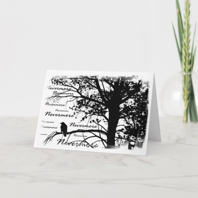 B&W Raven Nevermore Silhouette Karte (Vorderseite)