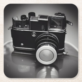 B&W Retro Vintage Kamera Rechteckiger Pappuntersetzer