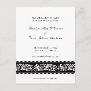 B&W Rolle elegant Save the Date wedding flache