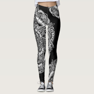 B&W Rundschreiben-Mandala Leggings