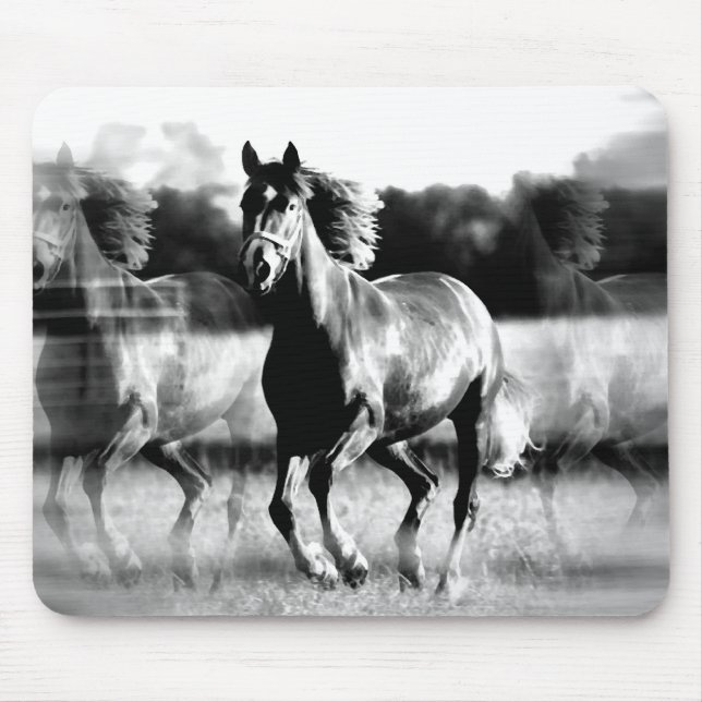 B&W Running Pferd Mousepad (Vorne)
