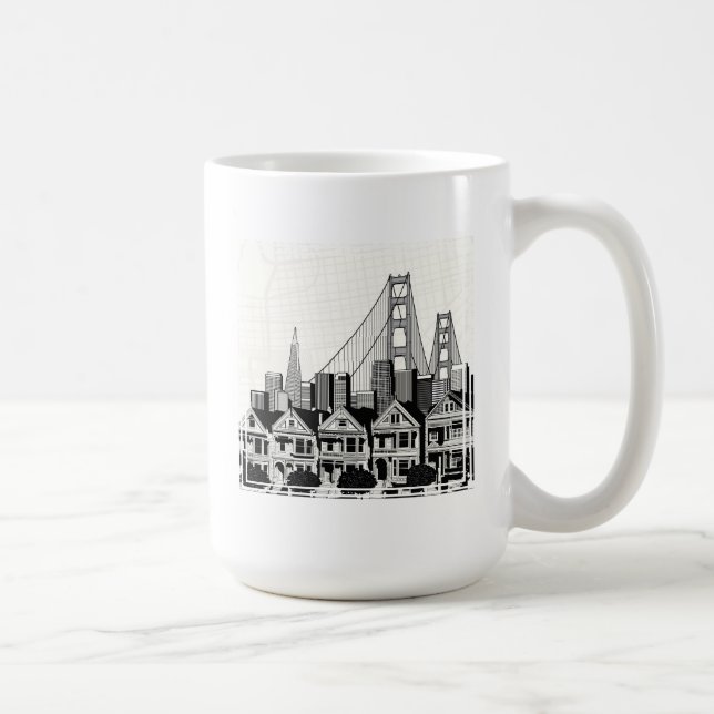 B&W San Francisco Kalifornien Kaffeetasse (Rechts)
