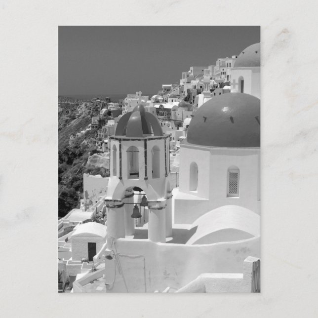 B&W Santorini 2 Postkarte (Vorderseite)