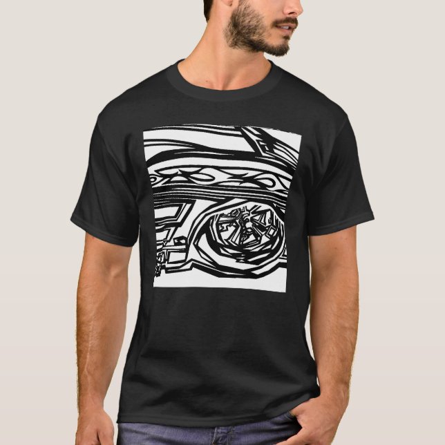 B&W schwarzes T-Shirt mit B&W Corvette (Vorderseite)