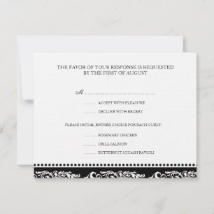 B&W scrollt elegante uAwg Hochzeitskarte RSVP Karte