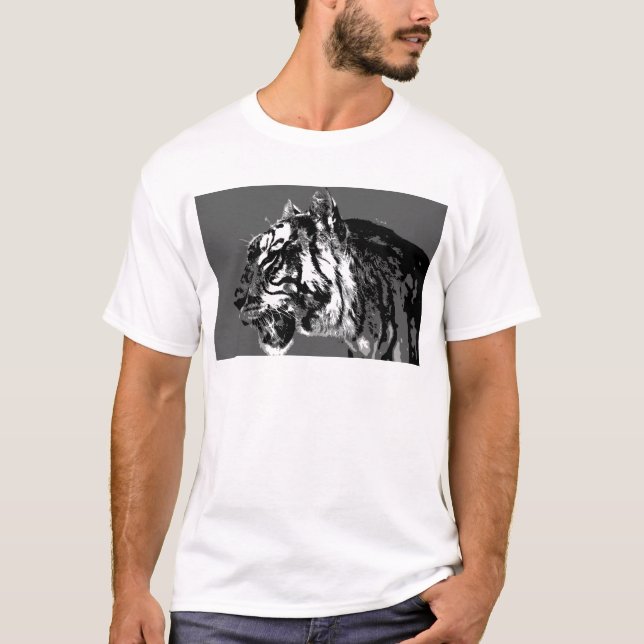 B&W Siberischer Tiger T-Shirt (Vorderseite)