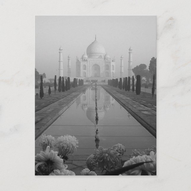 B&W Taj Mahal Postkarte (Vorderseite)