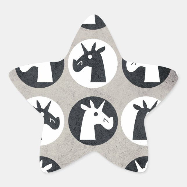 B&W Unicorn Dots Stern-Aufkleber (Vorderseite)