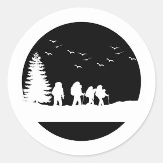 B&W Wanderabenteuersticker Runder Aufkleber