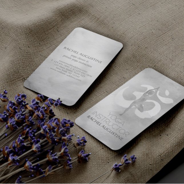 B&W Wasserfarbe Yoga Meditation Tree Pose Om Symbo Visitenkarte (Von Creator hochgeladen)