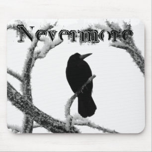 B&W Winter-Rabe Edgar Allan Poe nie wieder Mousepad