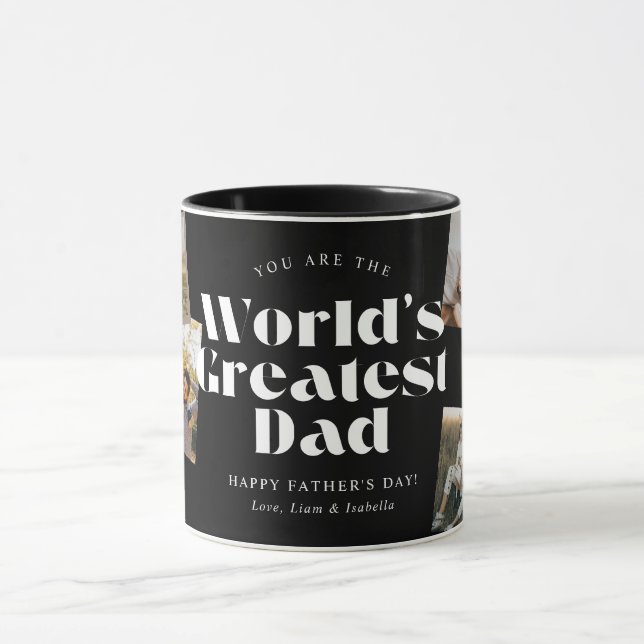 B & W World's Greatest Dad 6 Foto-Collage Tasse (Zentrum)