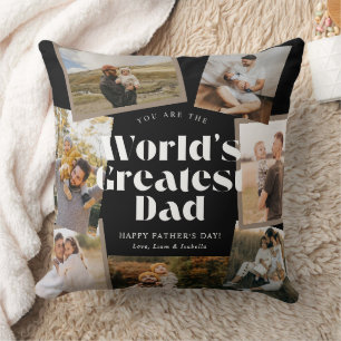 B & W World's Greatest Dad 7 Foto-Collage Kissen