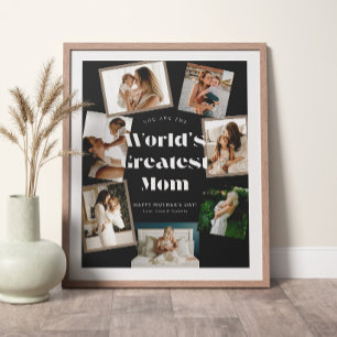 B & W World's Greatest Mom 7 Foto-Collage Poster