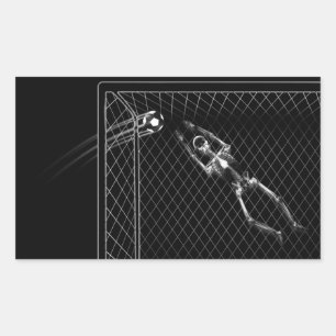 B&W X-Ray Skeleton Soccer Goalie Rechteckiger Aufkleber