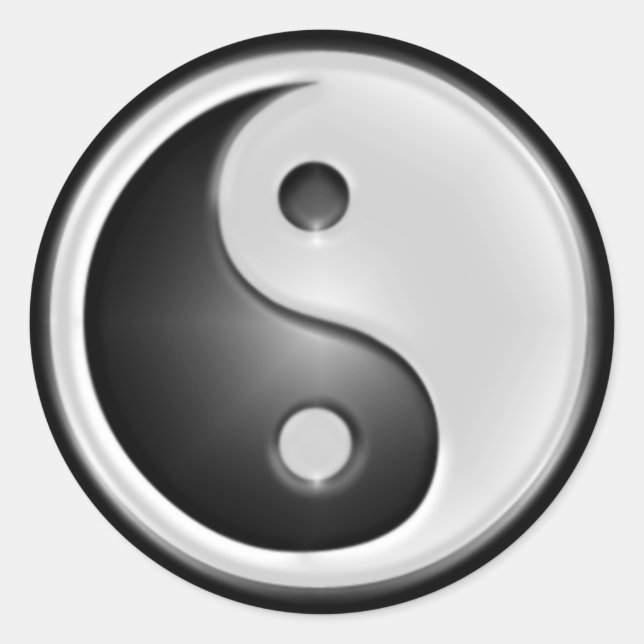 B&W Yin&Yang Runder Aufkleber (Vorderseite)