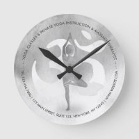 B&W Yoga Instructor Meditation Tree Pose Om Symbol