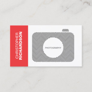 B&W ZICKZACK STRIPES KAMERA LOGO Business Card Visitenkarte