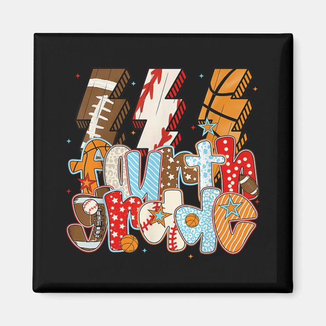 Ba. 4. Klasse Boys Blitzschlag Bolt Football Baseb Magnet (Vorne)