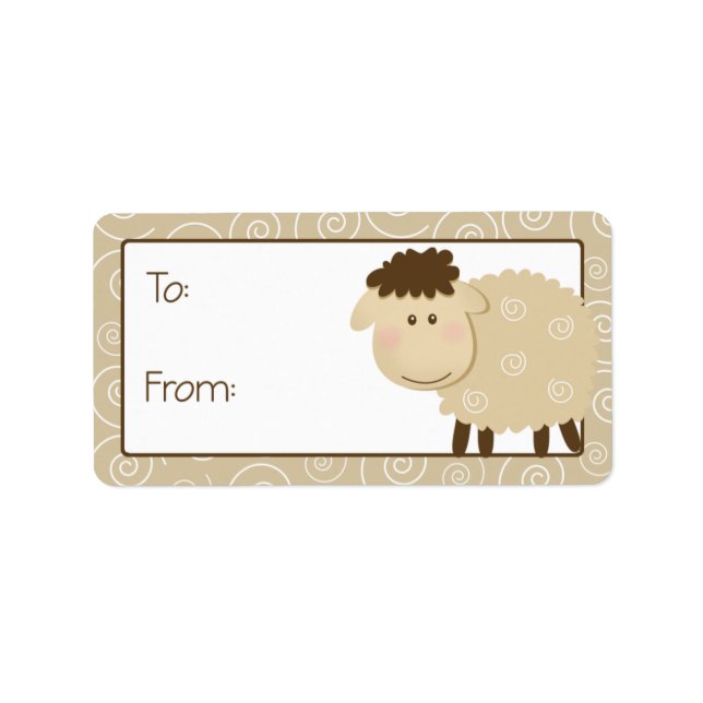 Ba Baa Sheep Tan Swirl Geschenkstempel Adressaufkleber (Vorne)