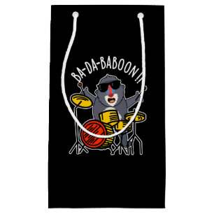 Ba-da-ba-boon Funny Baboon Pun Dark BG Kleine Geschenktüte
