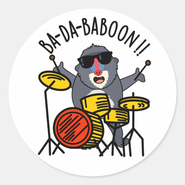 Ba-da-ba-boon Funny Baboon Pun Runder Aufkleber (Vorderseite)
