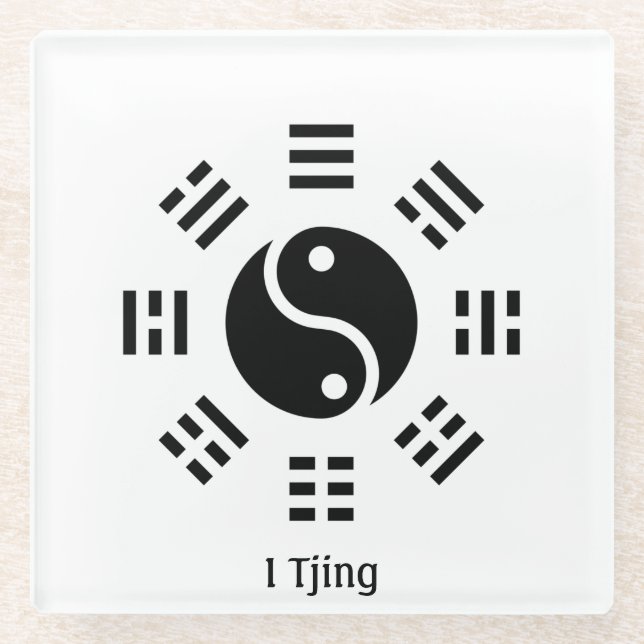 Ba Gua, acht Trigramm, Yin Yang anpassbar Glasuntersetzer (Vorderseite)