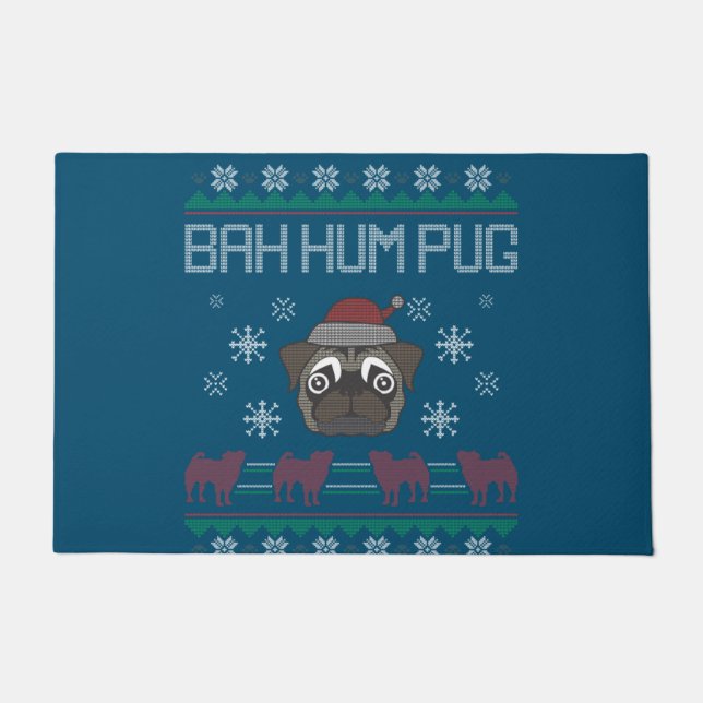 Ba Ham Pug Pugly Christmas Ugly Christmas Sweater Fußmatte (Vorderseite)