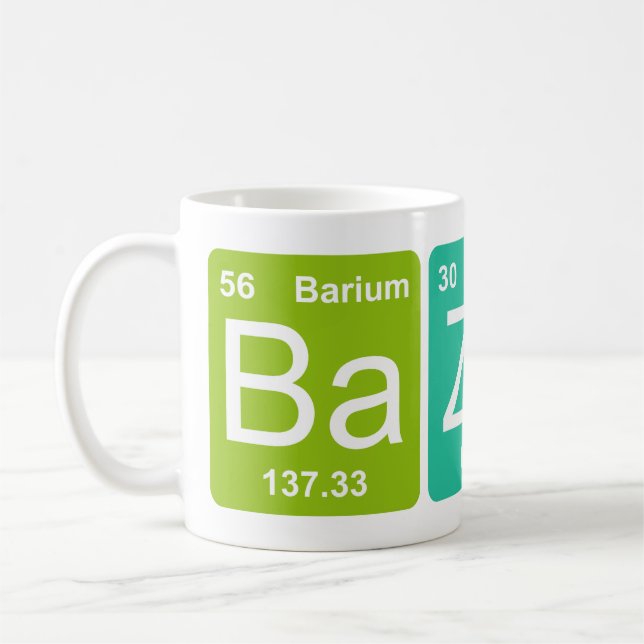 Ba-Zn GA! Periodische Tabellenelement-Tasse Tasse (Links)