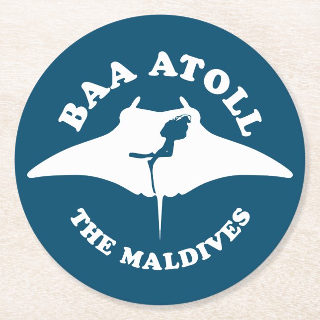 Baa Atoll Scuba Diving Runder Pappuntersetzer (Vorderseite)