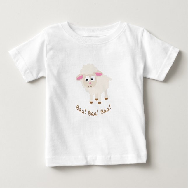 Baa! Baa! Baa! Niedlich Little Lamb Baby T-shirt (Vorderseite)
