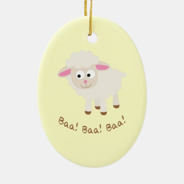 Baa! Baa! Baa! Niedlich Little Lamb Keramik Ornament (Hinten)