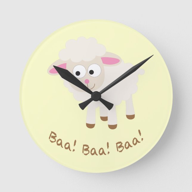 Baa! Baa! Baa! Niedlich Little Lamb Runde Wanduhr (Vorderseite)