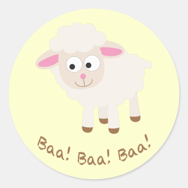 Baa! Baa! Baa! Niedlich Little Lamb Runder Aufkleber (Vorderseite)