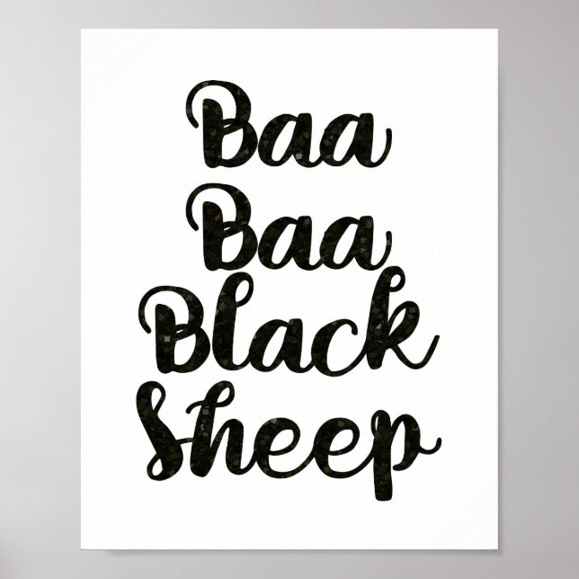 Baa Baa Black Sheep Glitzer Poster (Vorne)