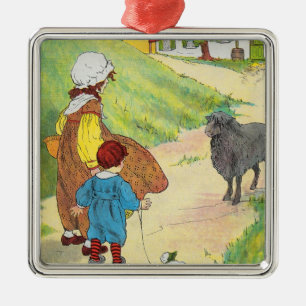 Baa, baa, black sheep, Have you any wool? Ornament Aus Metall