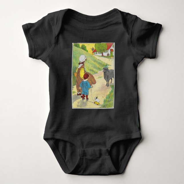 Baa, Baa, Black Sheep, Mother Gänse Kinderzimmer R Baby Strampler (Vorderseite)