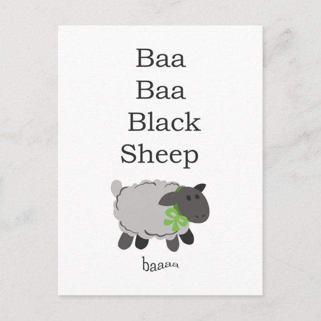 Baa Baa Black Sheep Postkarte (Vorderseite)