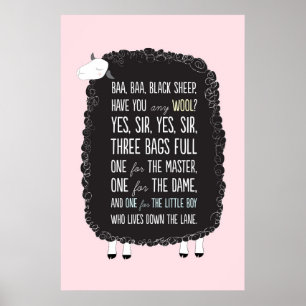 Baa Baa Black Ship Kinderzimmer Rhyme Poster