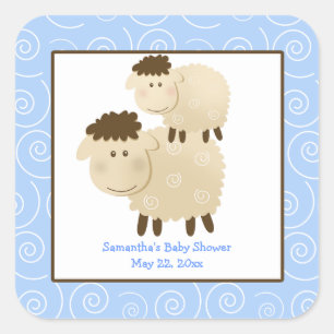 Baa Baa Sheep Blue SQUARE Quadratischer Aufkleber