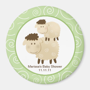 Baa Baa Sheep Green 15 cm Round Favor Magnet