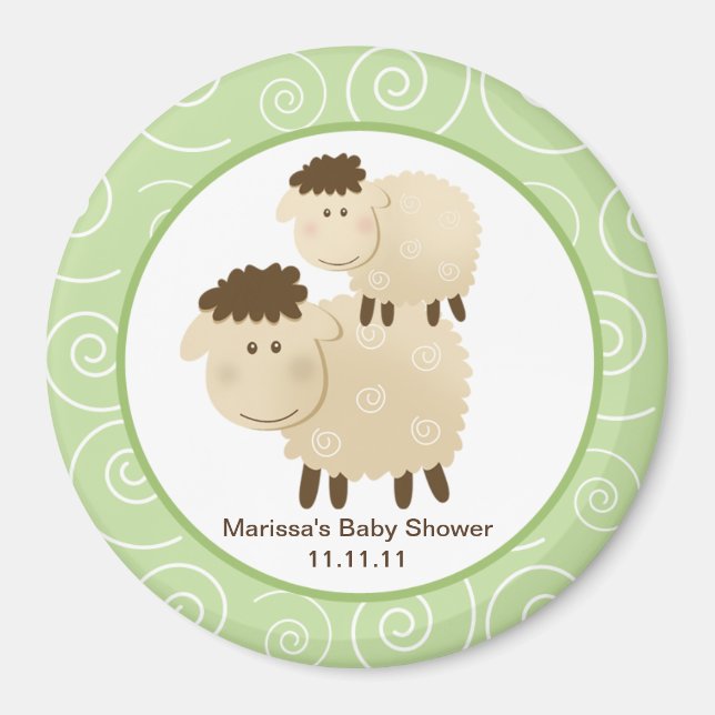 Baa Baa Sheep Green 15 cm Round Favor Magnet (Vorne)